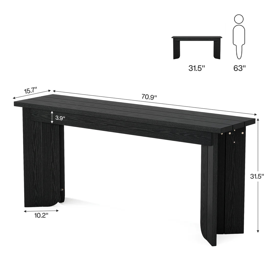 Rustic Console Table - Farmhouse Entryway Sofa Table - Black