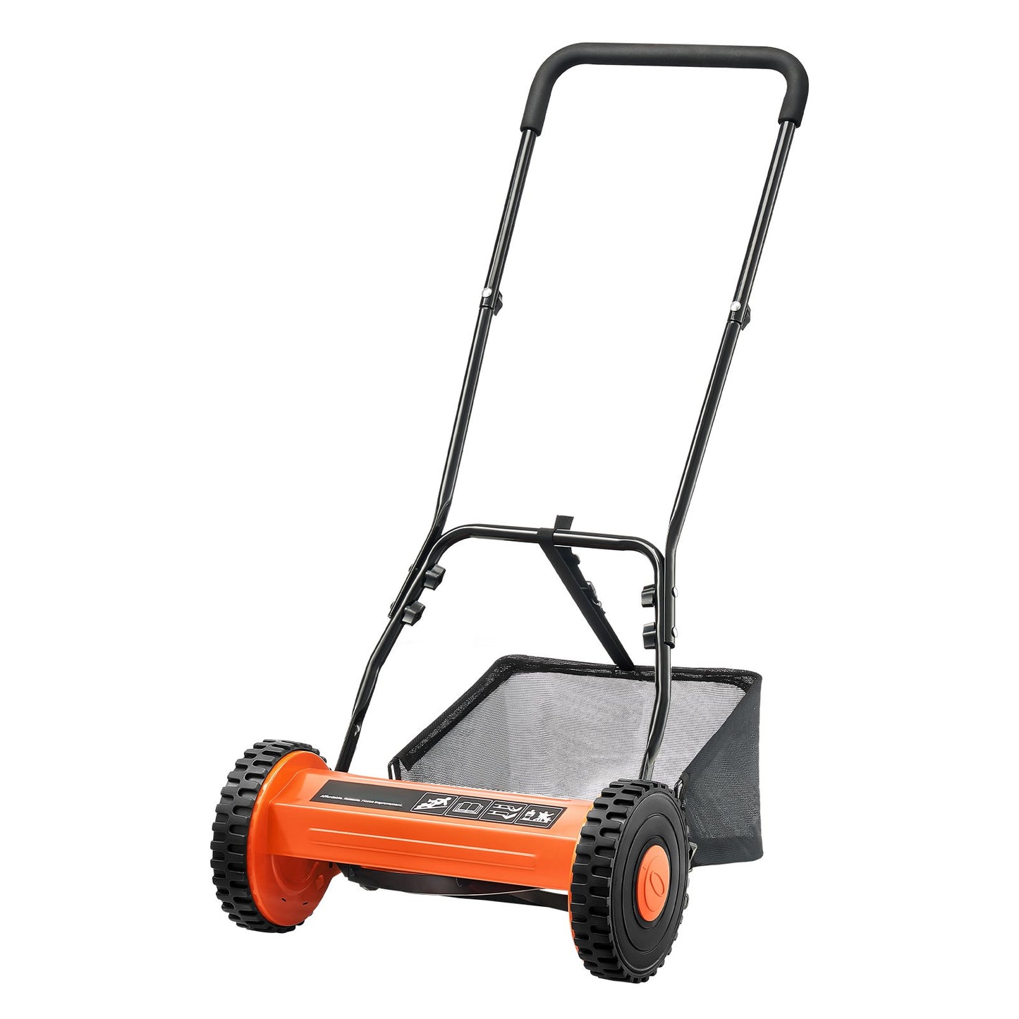 14-Inch Manual Push Reel Lawn Mower with 5-Blade, Adjustable Height, Multicolor