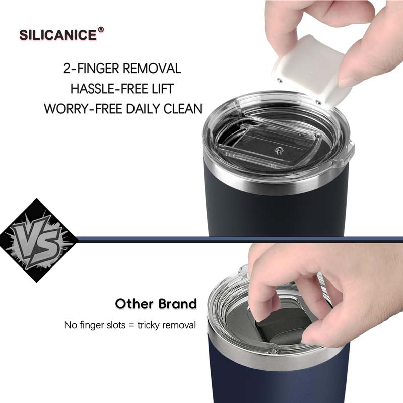 14oz Insulated Coffee Mug with Handle & Detachable Lid - Stainless Steel Travel Tumbler