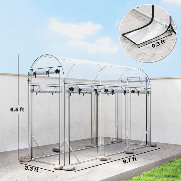 Walk-In Greenhouse with Roll-Up Zipper Doors - 116.1" x 39.4"