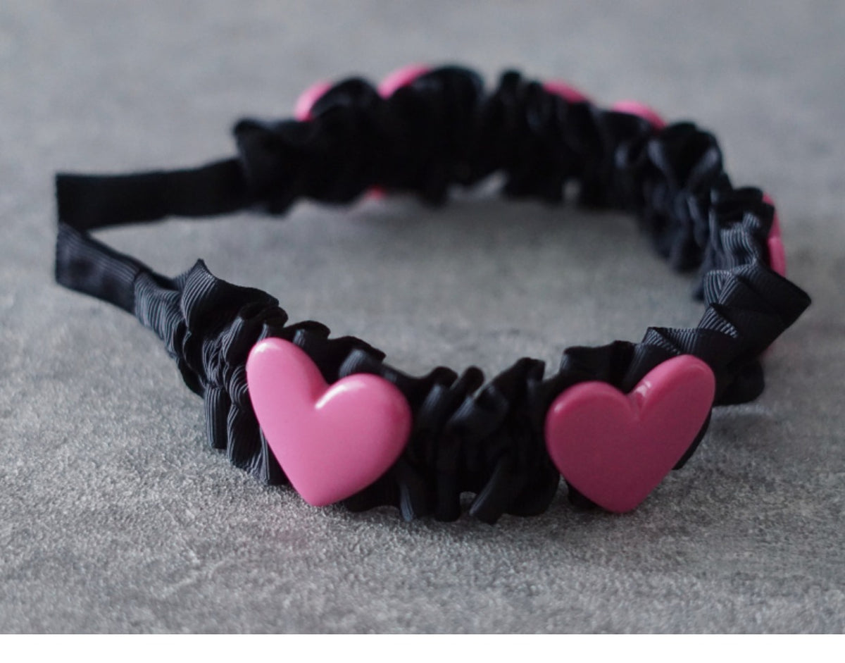 Pleated Resin Cloth Headband - Black