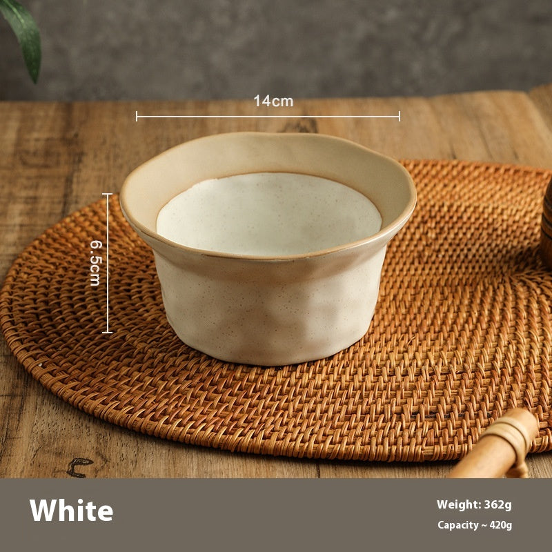 Retro Ceramic Kitchen Bowl Set with Spoons - Handmade Stoneware Dinnerware