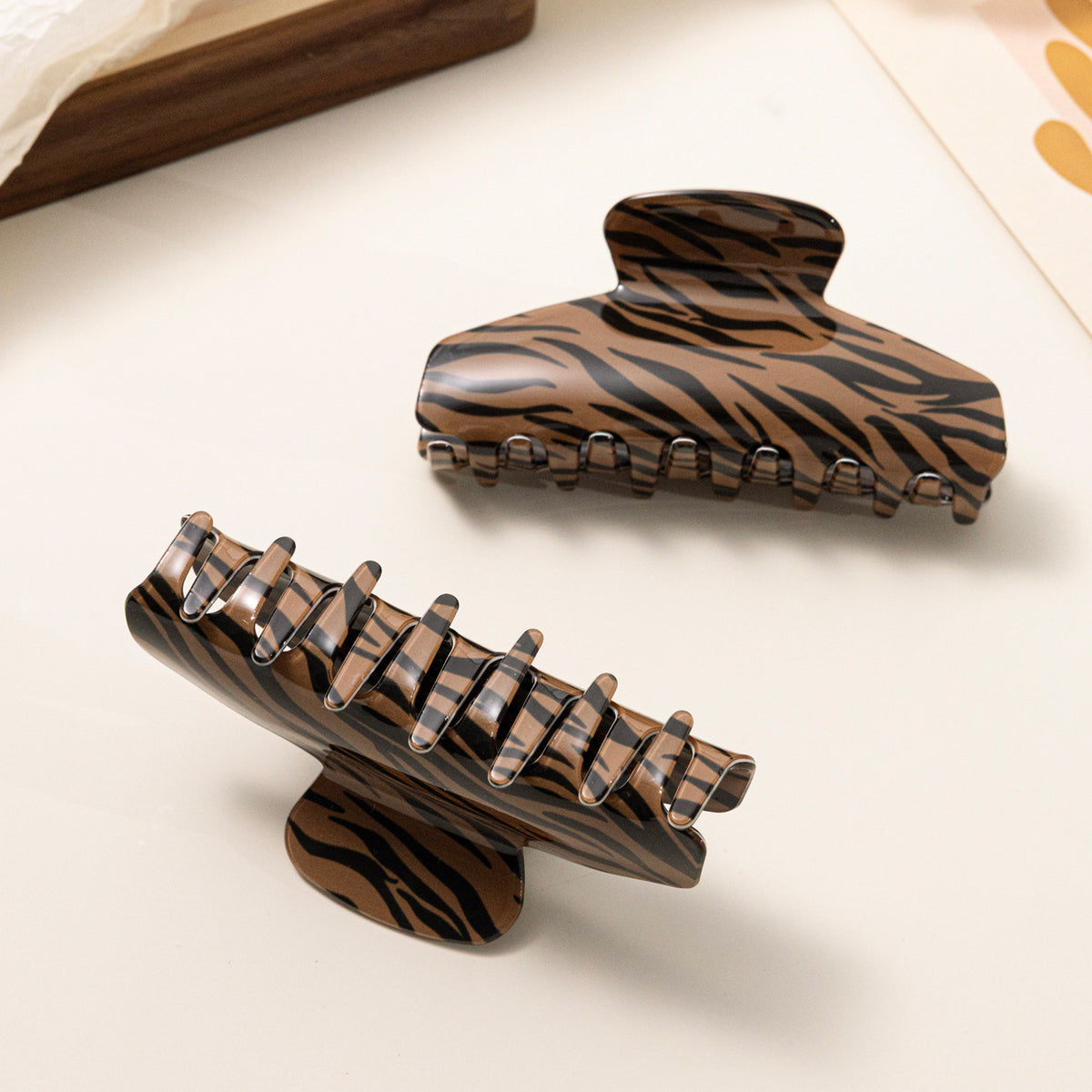 Zebra Stripe Hair Grip - Coffee
