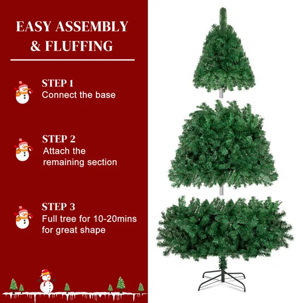 6ft 1050 Branch Christmas Tree - Green PVC with Metal Base