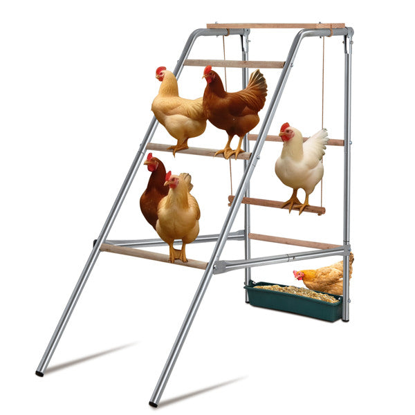 Outdoor Chicken Perch 103x50x100cm with 4 Levels - Durable Metal & Wood