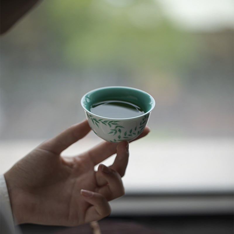 Ceramic Green Tea Set for Home Tea Drinking and Appreciation
