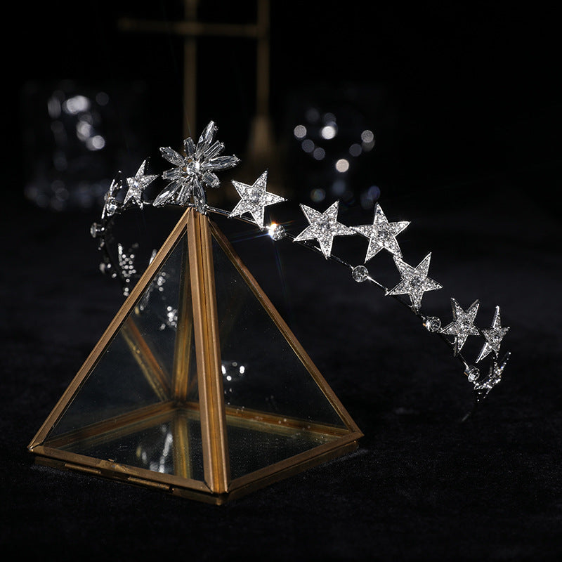 Crystal Crown Baroque Headband - White