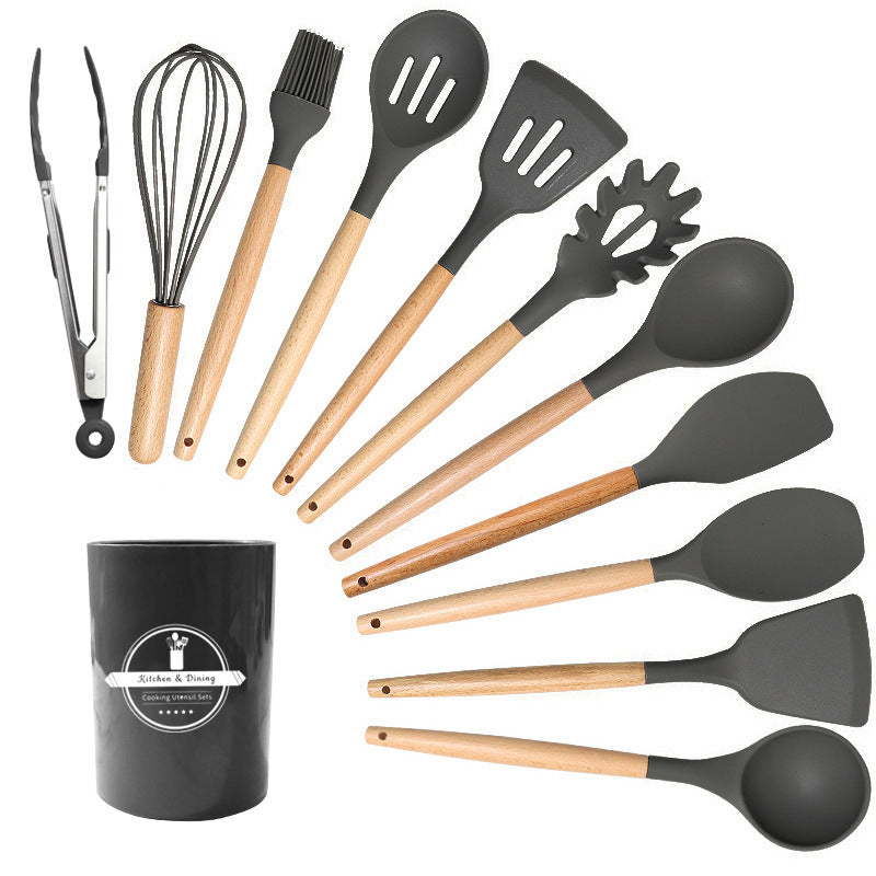 Silicone Soup Spoon & Pan Spatula Set Non-Stick High Temp Kitchen Utensils