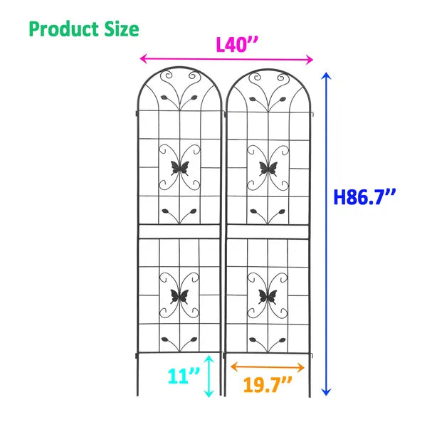 86.7" Metal Garden Trellis - Rustproof Support for Climbing Plants