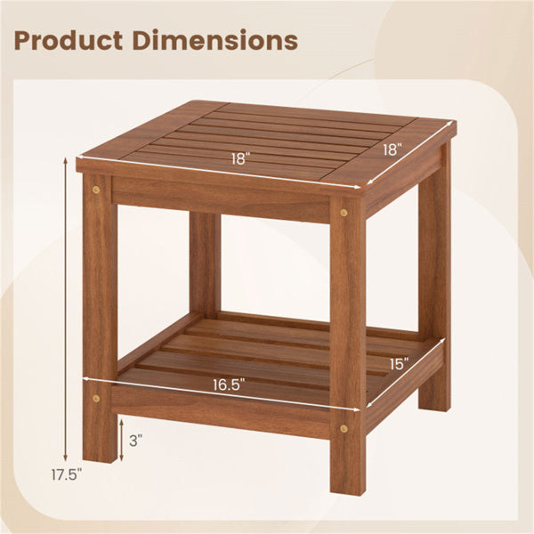 Versatile 2-Tier Wooden Side Table, Easy Assembly Nightstand For
