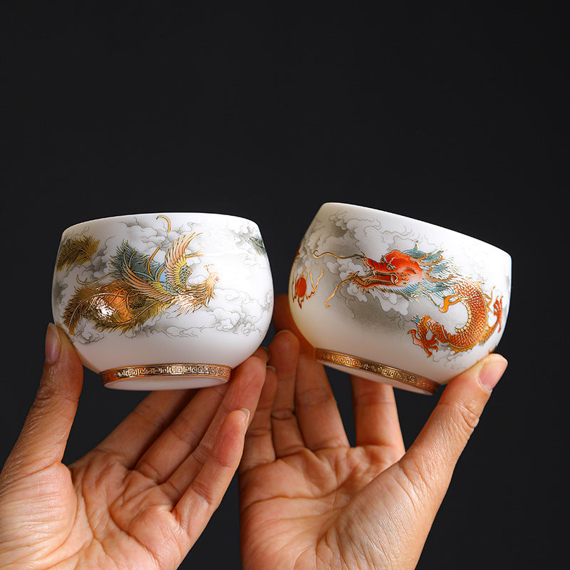 Dragon Year Gift Mutton Fat Jade Ceramic Cup - Single Drinkware