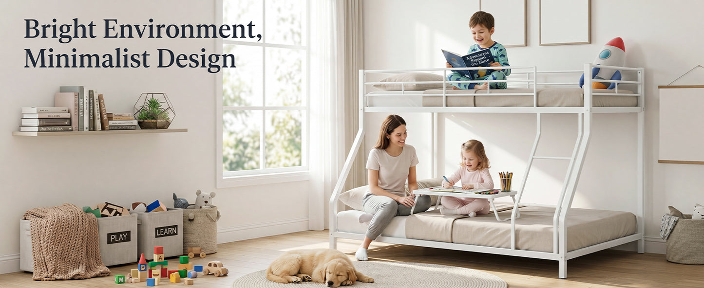Heavy Duty Twin Over Full Metal Bunk Bed Frame with Ladder