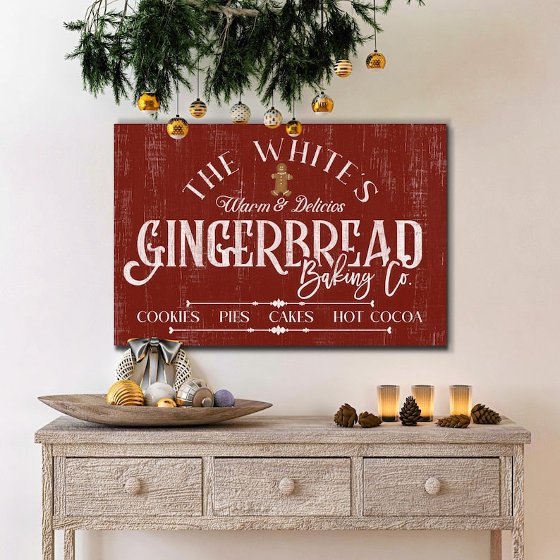 Retro Christmas Baking Canvas Wall Art - Landscape Scene for Living Room