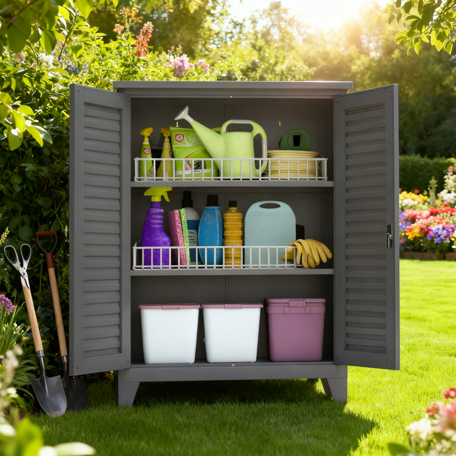 47'' Tall Metal Tool Storage Cabinet - Slate Color