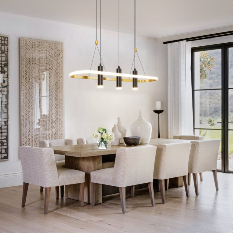 Dimmable LED Pendant Light 4-Light Black Gold Modern Kitchen Fixture