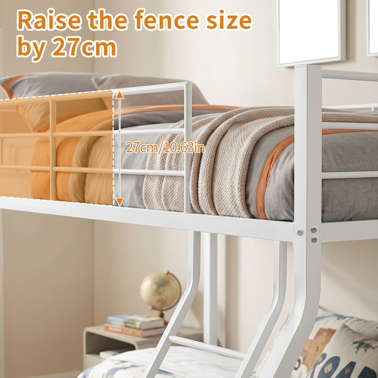 Heavy Duty Twin Over Full Metal Bunk Bed Frame with Ladder