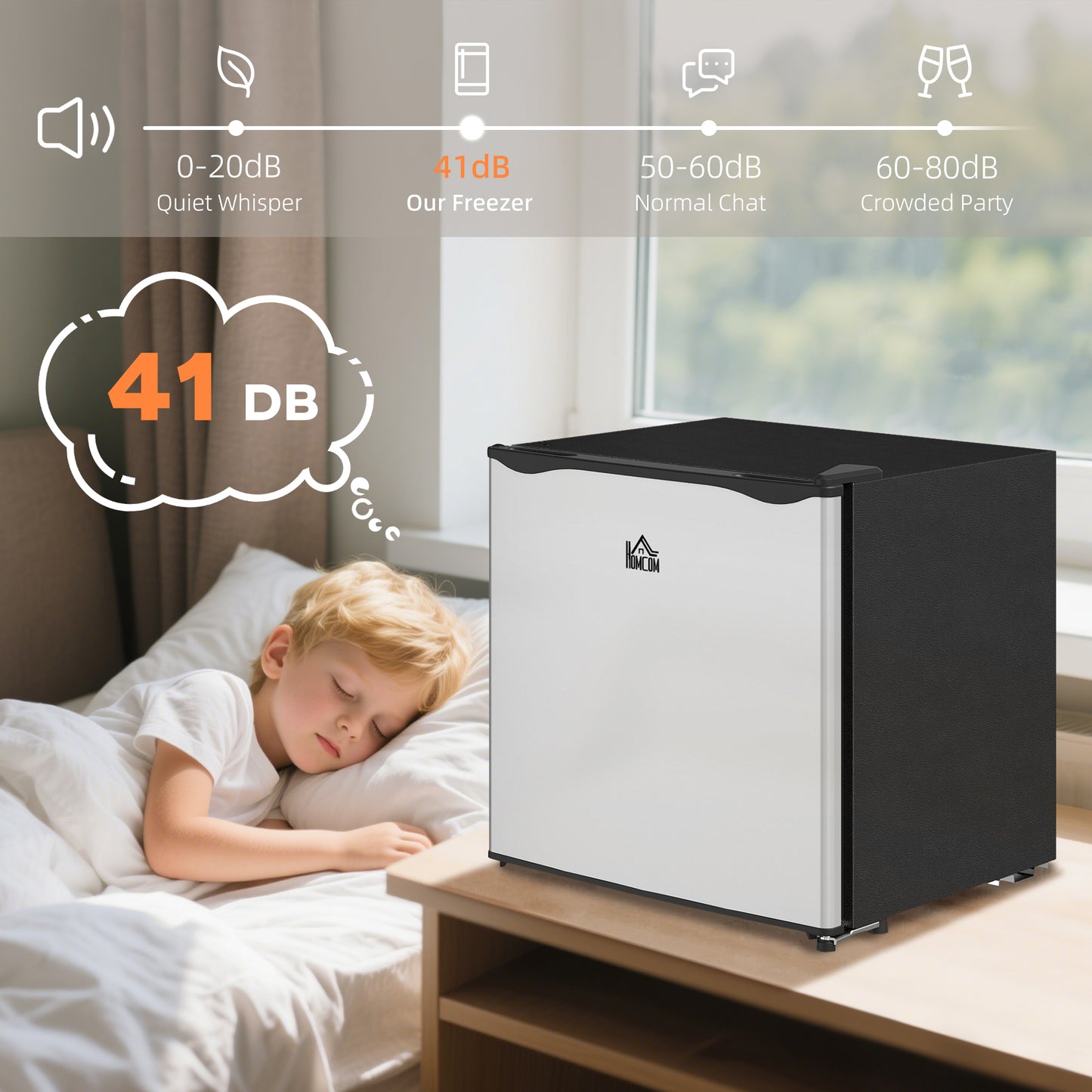 1.1 Cu.Ft Compact Countertop Freezer - Silver, Removable Shelves, Energy Efficient
