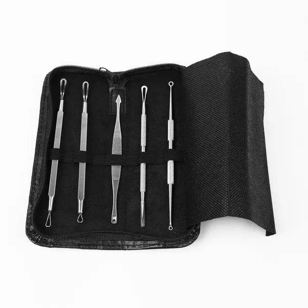 5-Piece Blackhead Remover Kit - Professional Pimple Extractor Tool Set