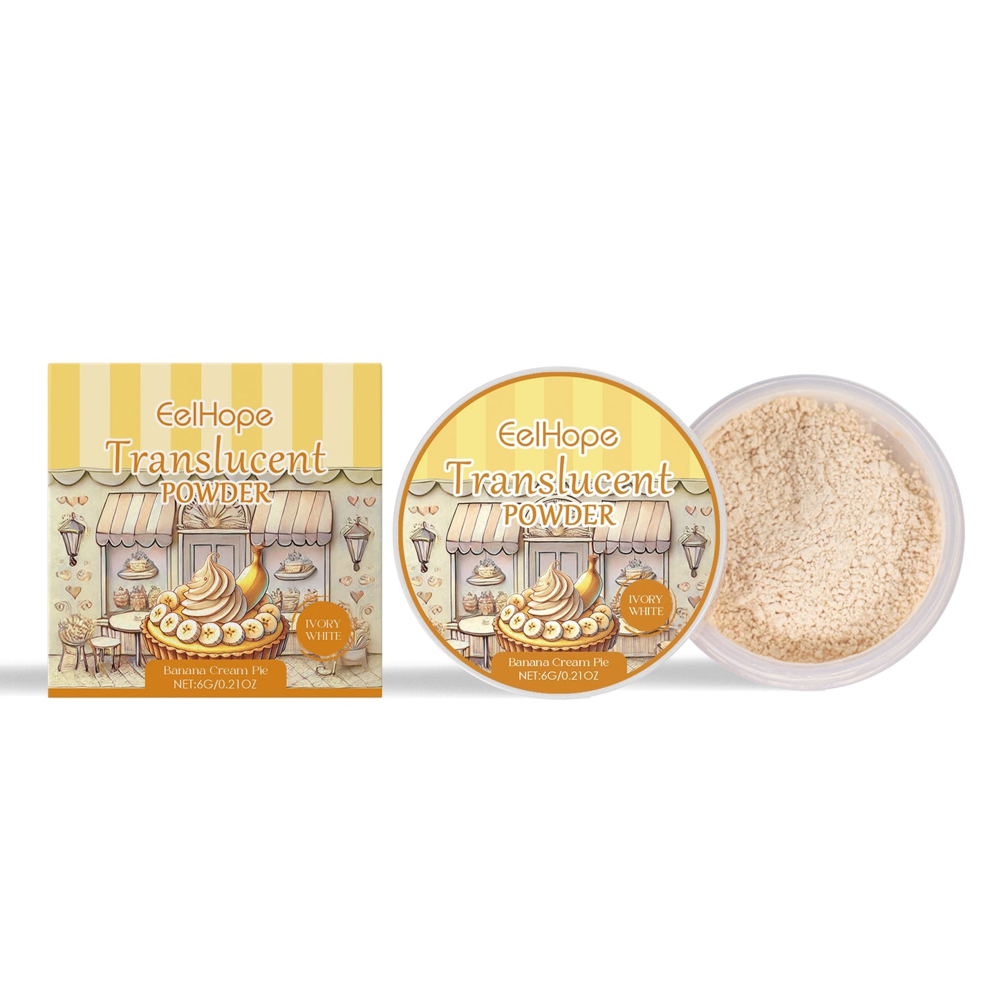 Lightweight Clear Oil Control Setting Powder with Puff - 6g Makeup Loose Powder
