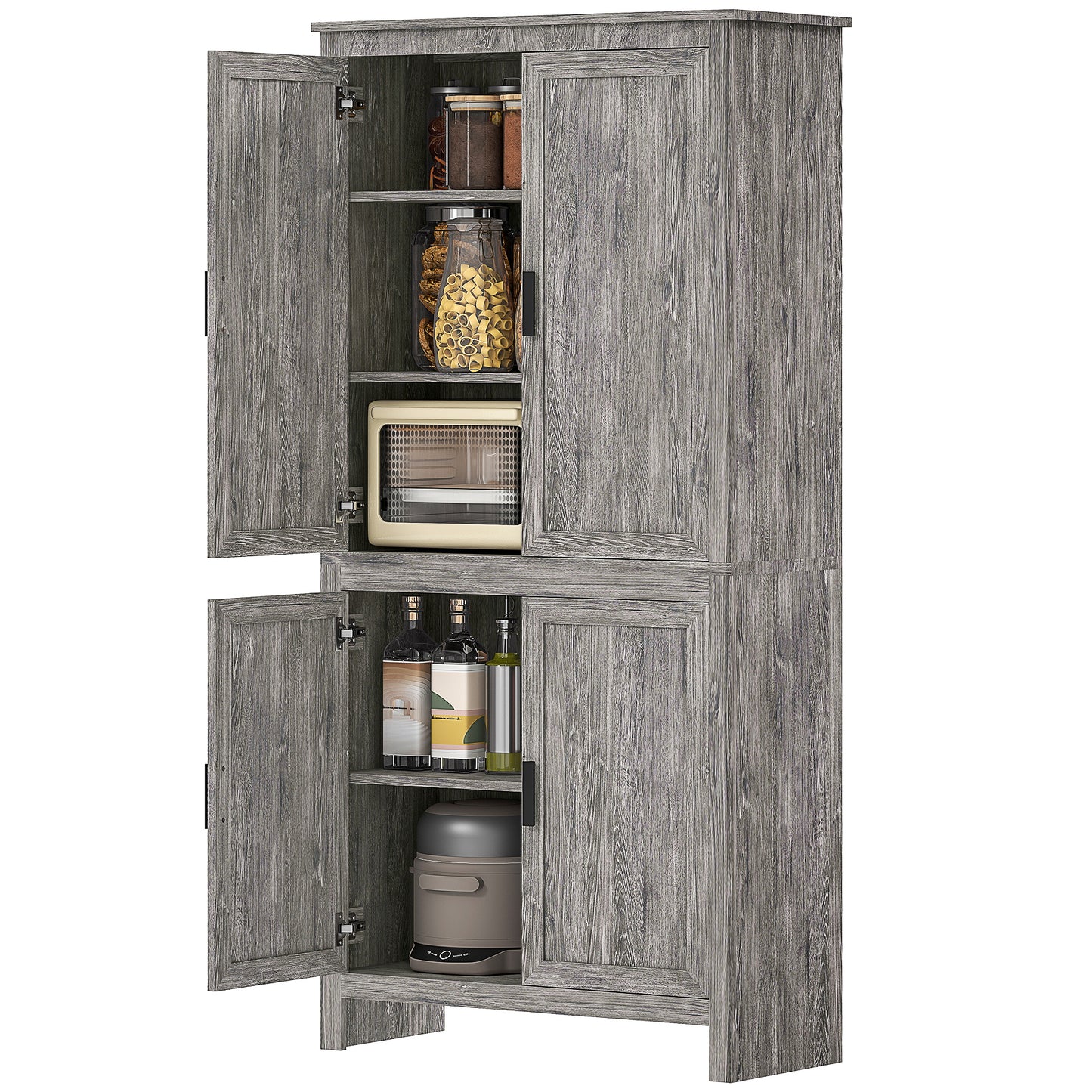 64-Inch Freestanding Kitchen Pantry Storage Cabinet - Gray Oak