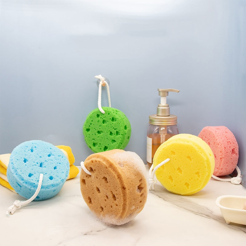 Children's Bathing Circular Seaweed Rubbing Sponge Set - Multiple Colors
