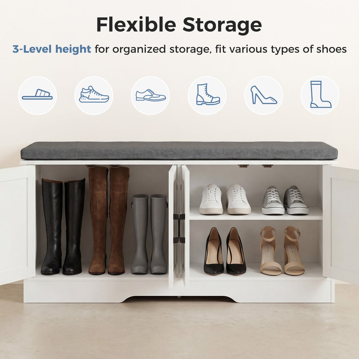 Wooden Shoe Storage Cabinet for Living Room - Multiple Sizes