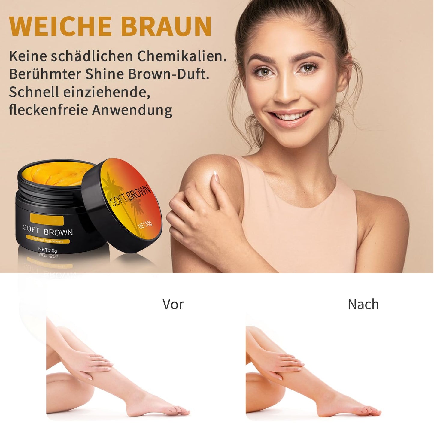 Suntanning Beauty Cream for Even Skin Tone and Aftersun Repair