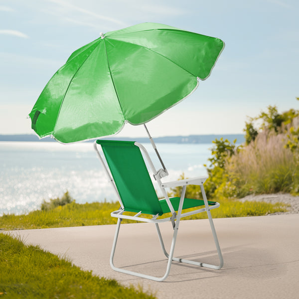 Folding Beach Chair with Umbrella - Lightweight & Portable, 265lbs Capacity, Green
