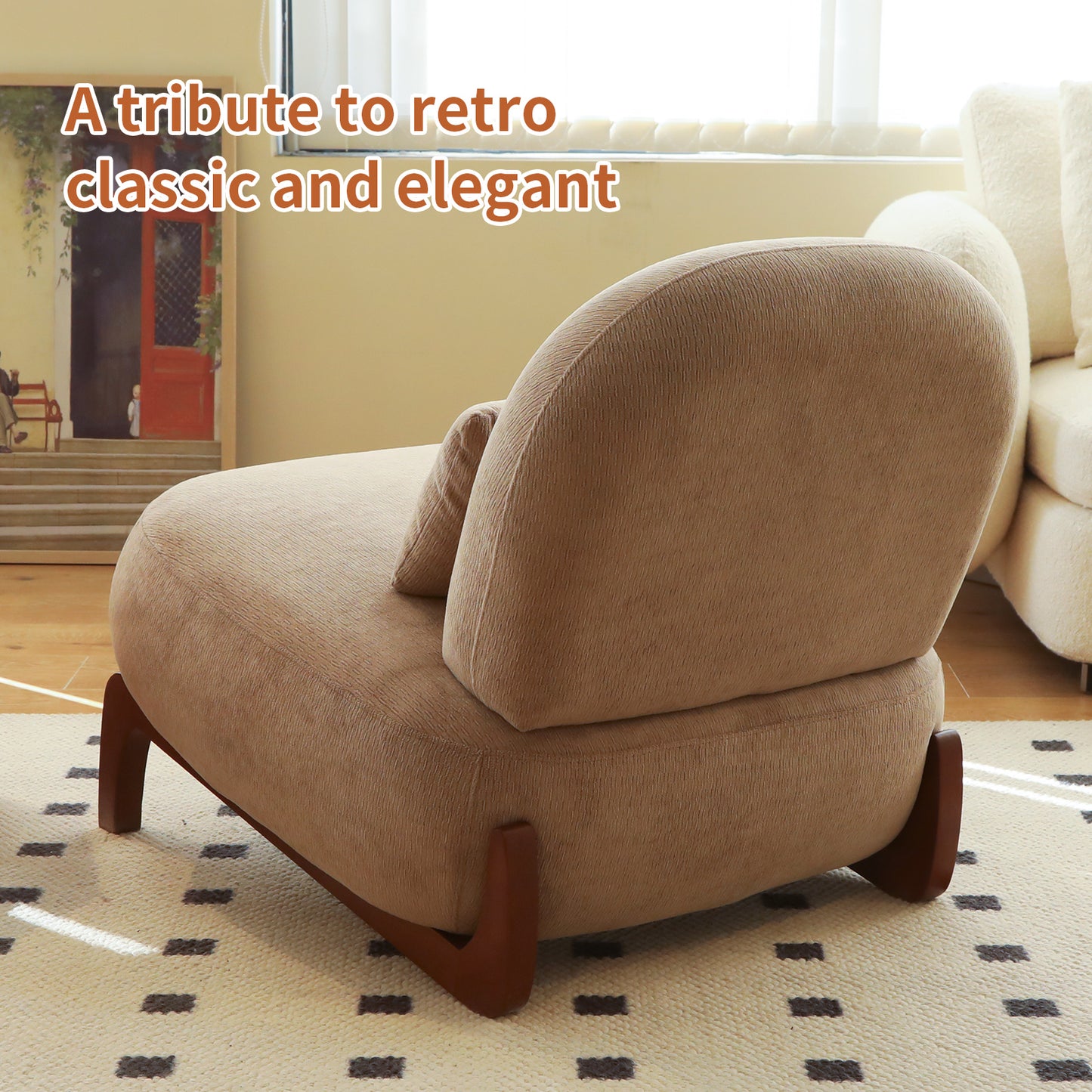 Cozy Accent Chair with Solid Wood Legs - Set of 2, Camel
