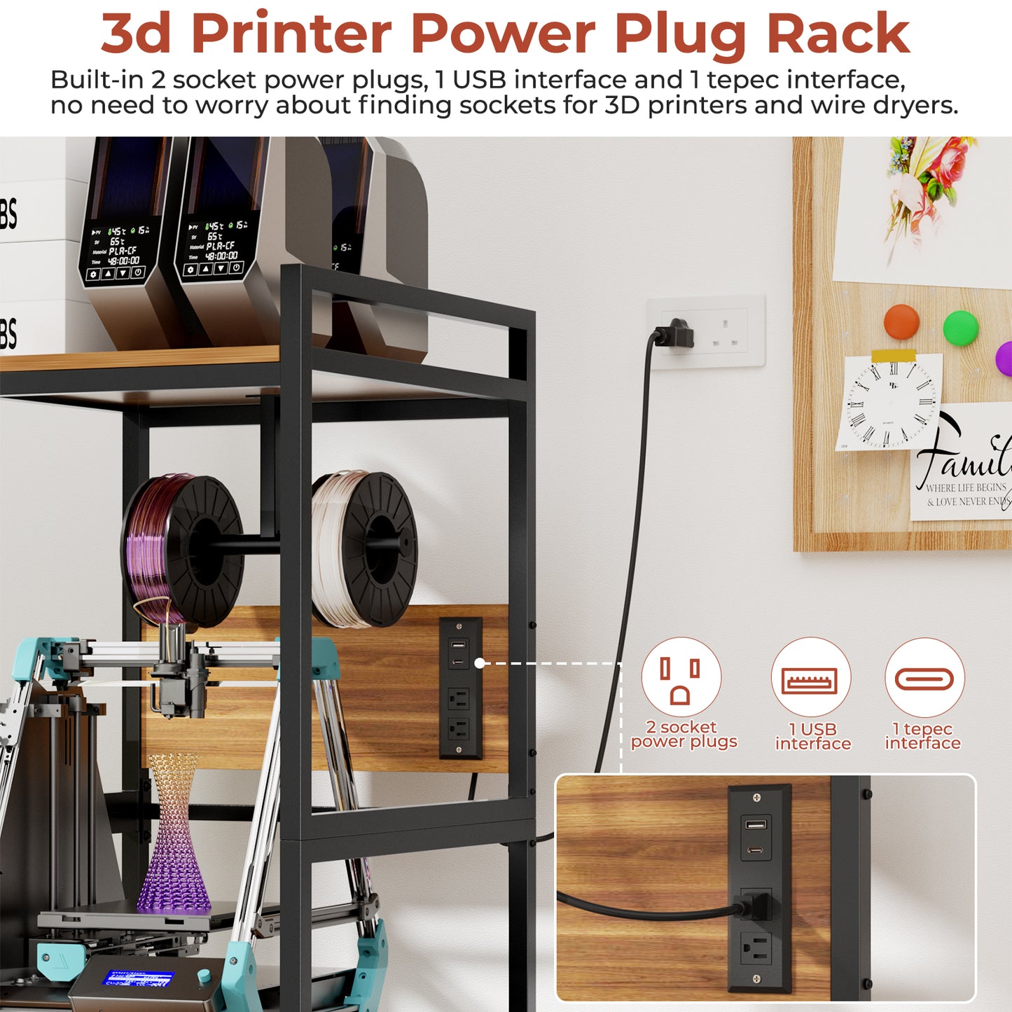 3D Printer Stand with Filament Storage - Heavy-Duty Metal Frame