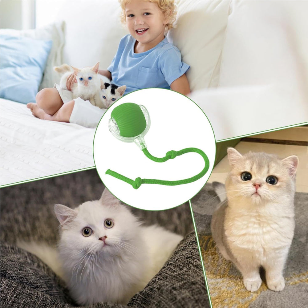 Interactive Rolling Cat Toy Ball - Self-Rotating Silicone Pet Playball