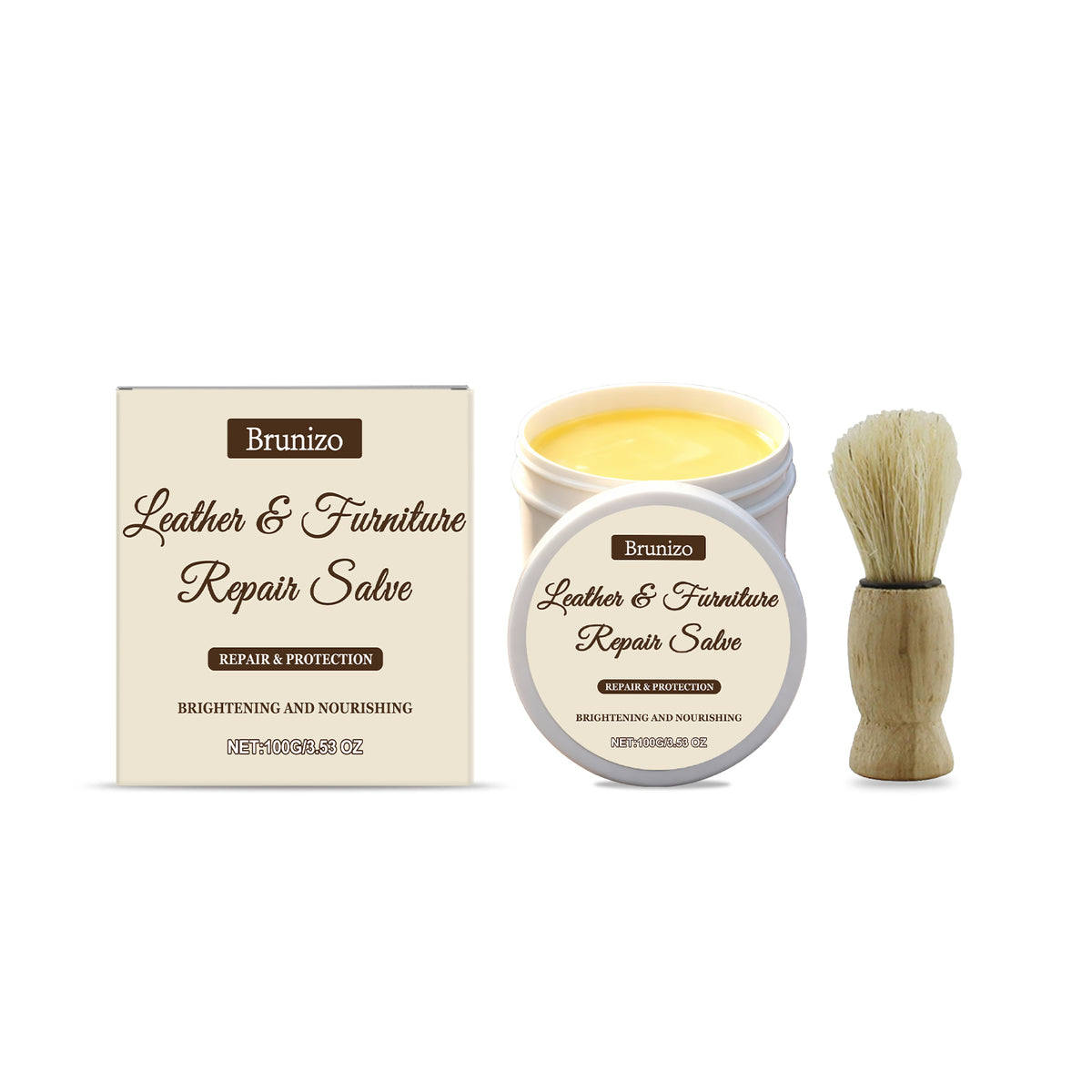 Leather Care Cream 100g with Brush - Shoe & Leather Maintenance Kit