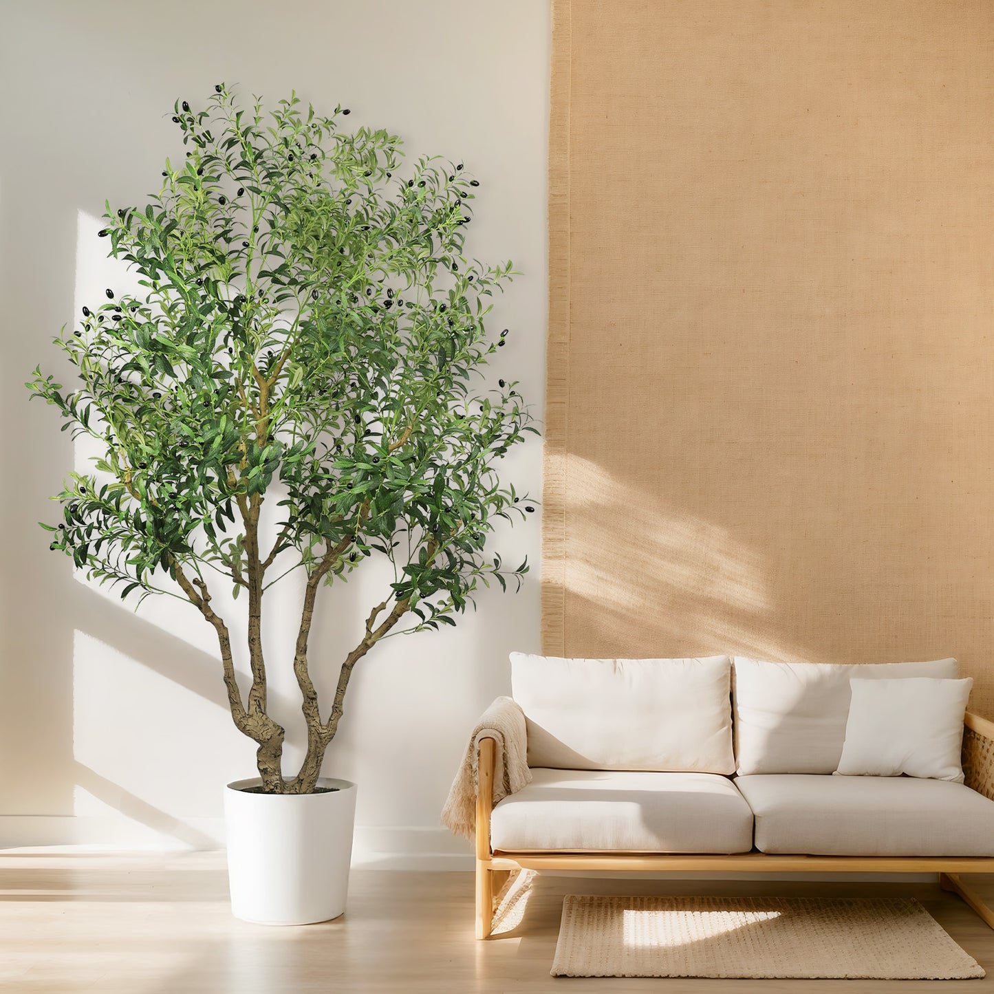 8FT Tall Artificial Olive Tree - Lifelike Faux Potted Plant