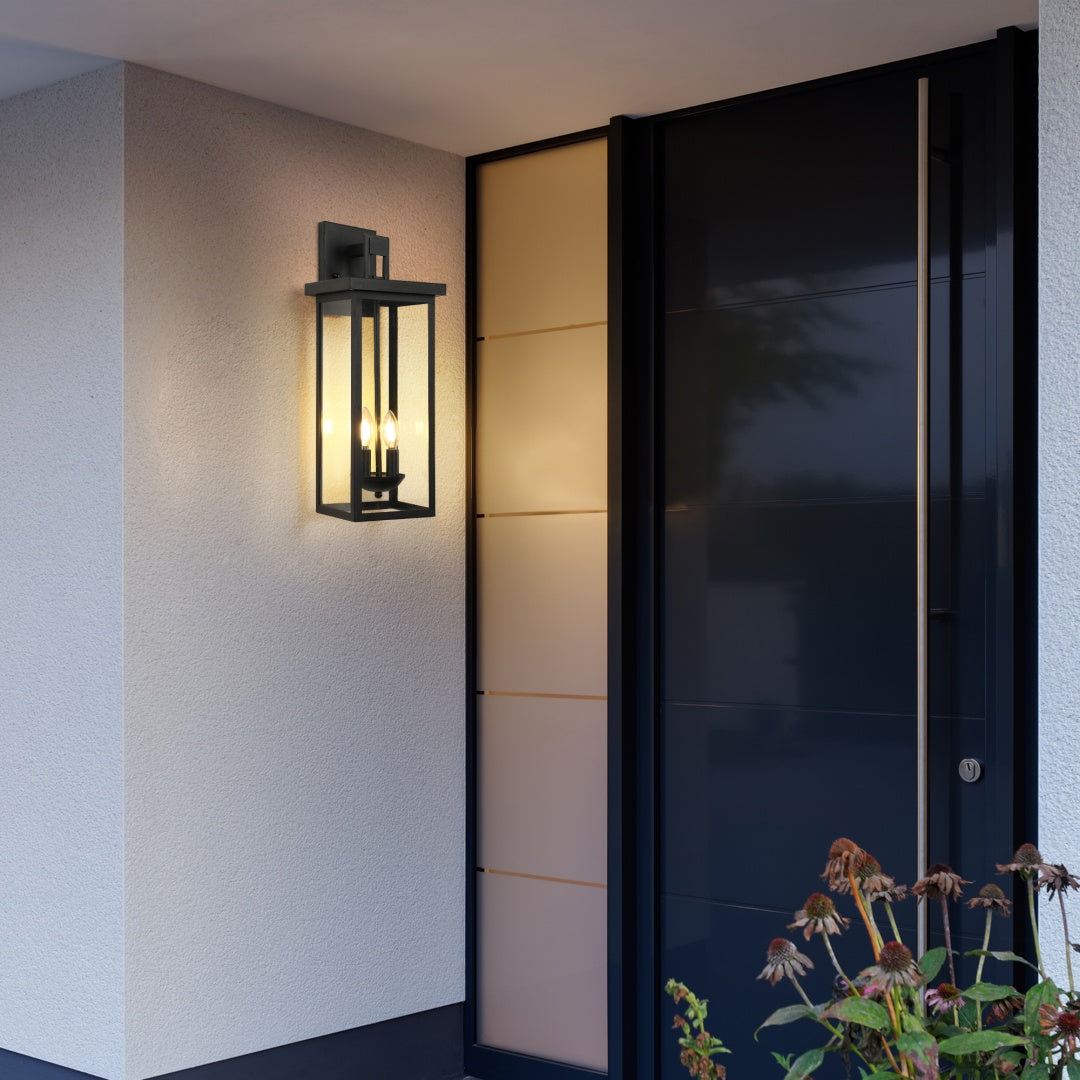 Outdoor Wall Lantern with Dusk to Dawn Sensor - Matte Black