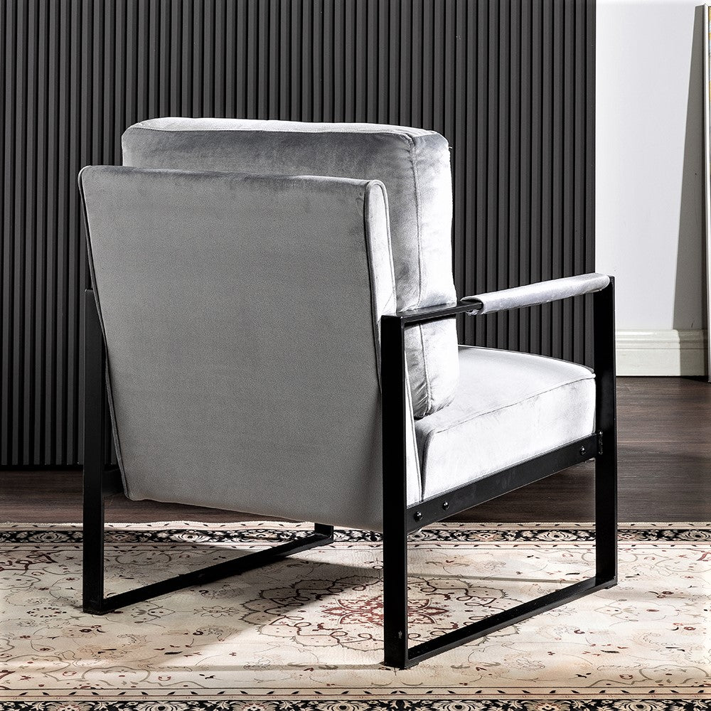Classic Mid Century Modern Accent Chair With Durable Square Metal