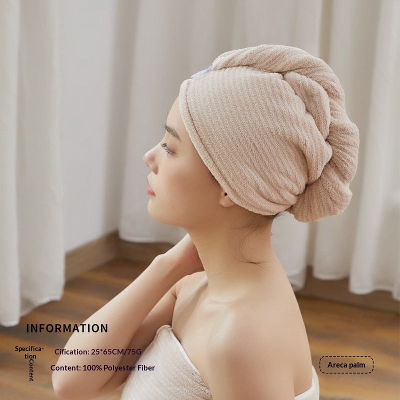 Thickened Water-Absorbent Coral Fleece Hair Drying Cap for Home Use