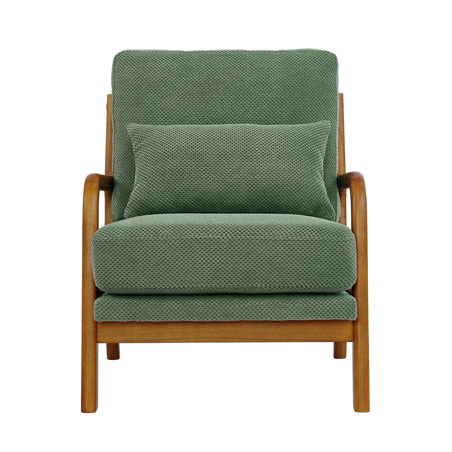 Mid-Century Modern Wooden Lounge Chair - Dark Green