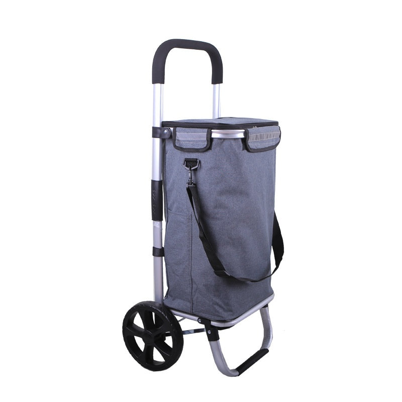 Portable Aluminum Alloy Folding Shopping Cart with Max 35kg Load