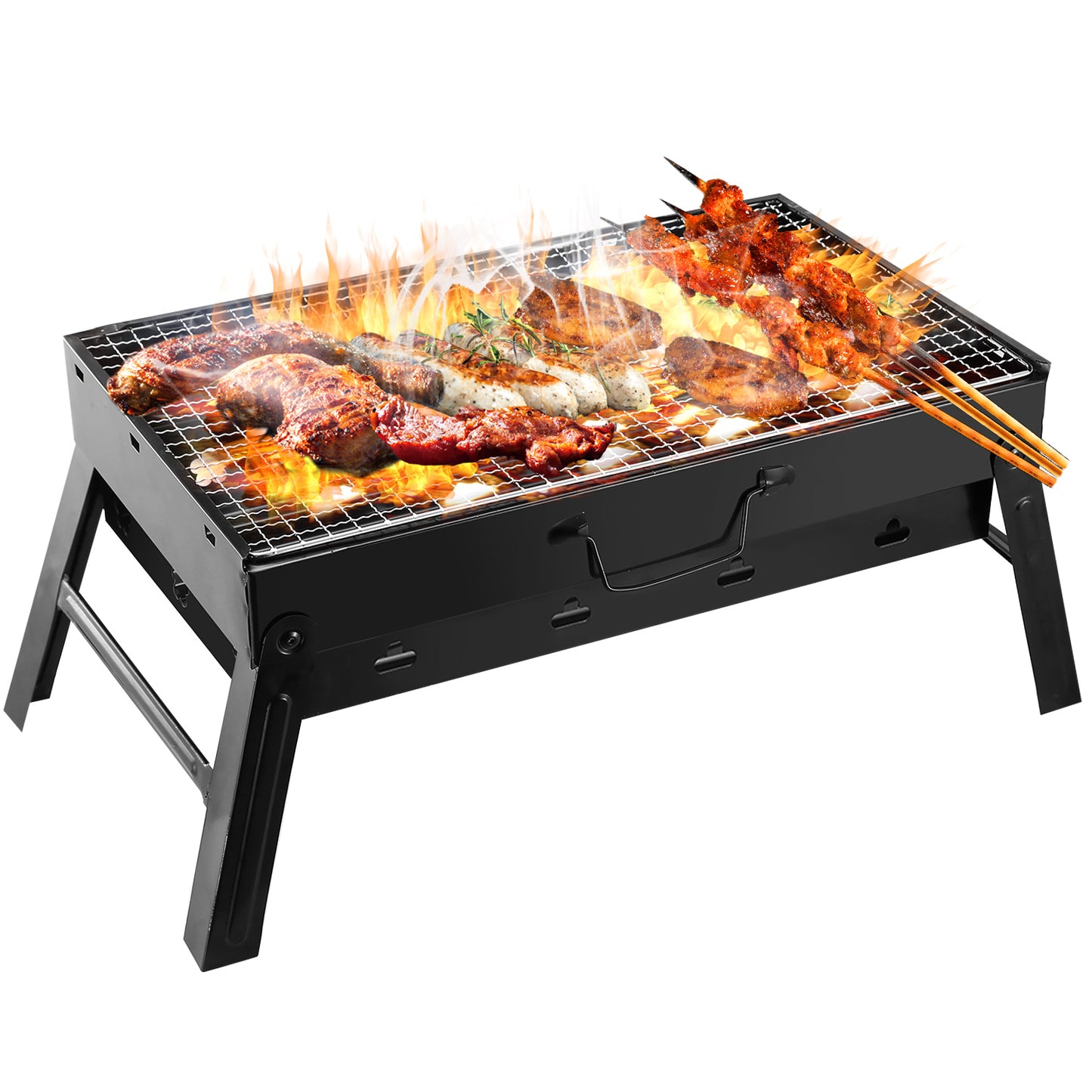 Portable Charcoal BBQ Grill - Lightweight & Foldable for Camping