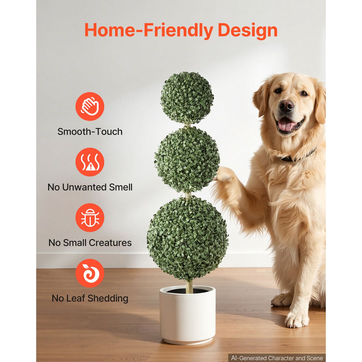 Artificial Boxwood Topiary Set of 2, 3 Ft Faux Greenery for Indoor & Outdoor Decor