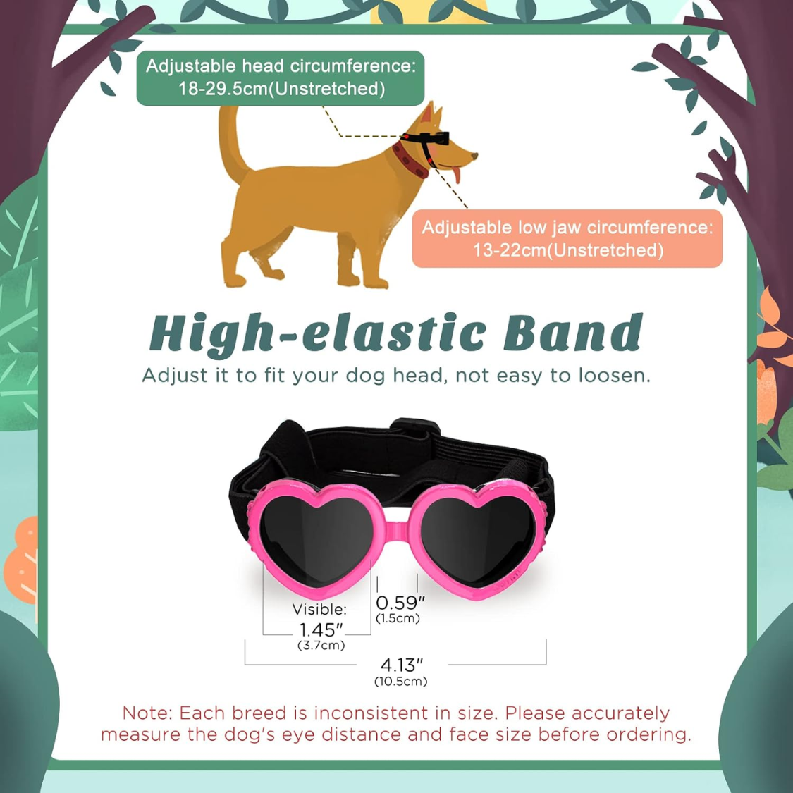 Dog Sunglasses UV Protection Heart Shape Pet Goggles for Small Dogs
