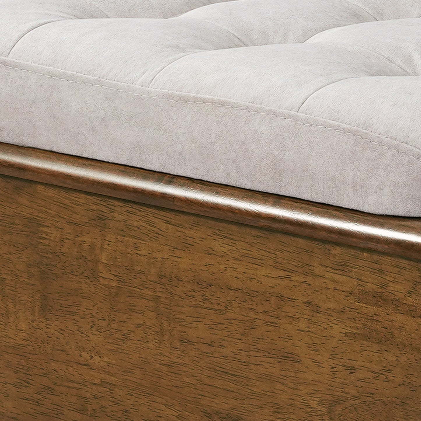 Rubber Wood Cat Bed Ottoman with Cat Cave - 2-in-1 Tufted Pet Footstool, Walnut Finish
