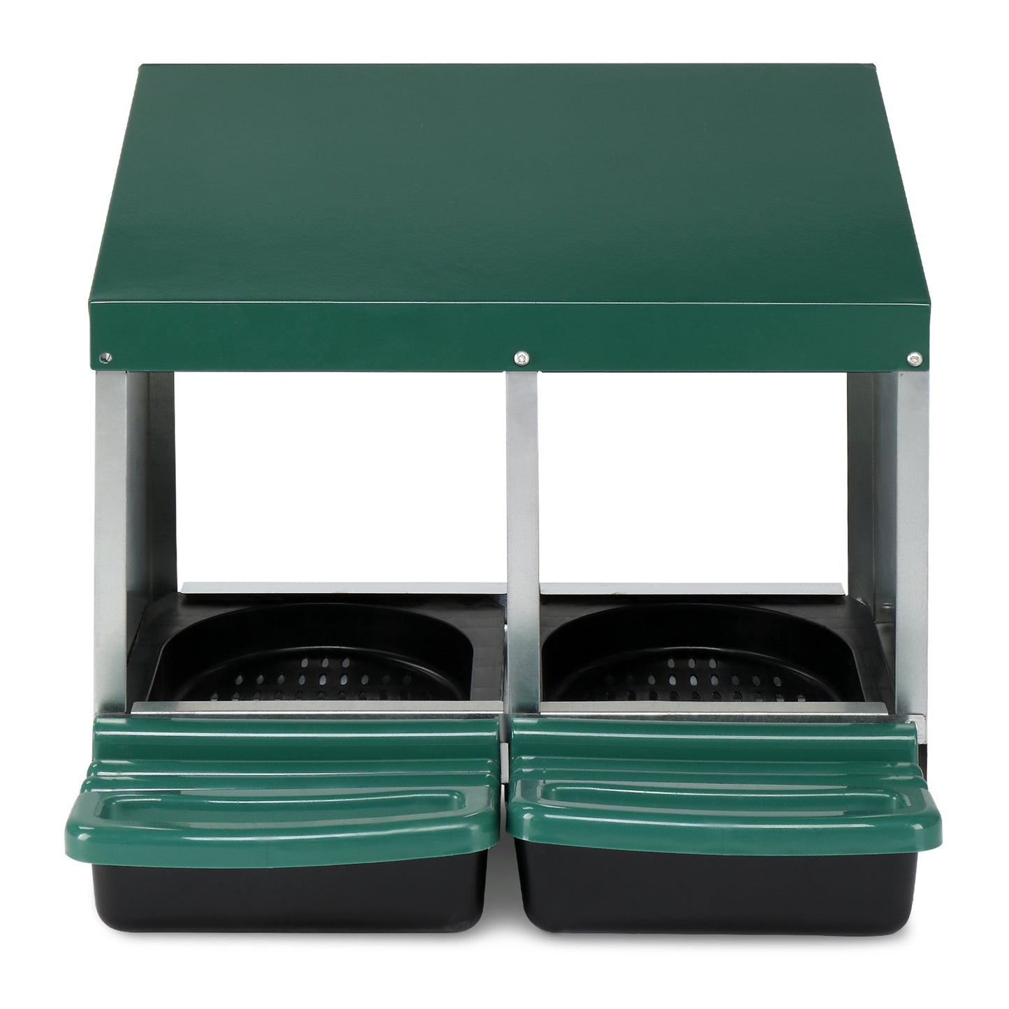 Green Chicken Nesting Box with 2 Compartments 54x52x47cm Poultry Coop Feeder