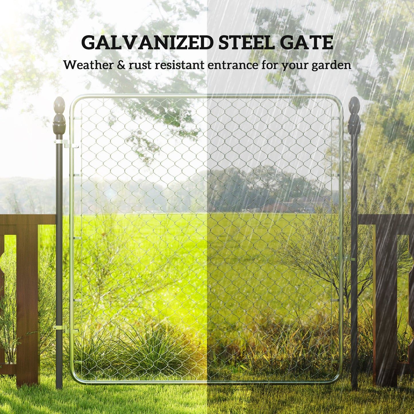 Galvanized Steel Garden Gate - 70.9 x 70.9 in. Silver