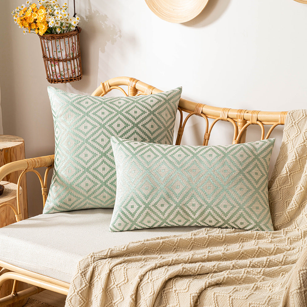 Nordic Rhombus Jacquard Pillow Cover Set Double-Sided Woven Cushion Cases