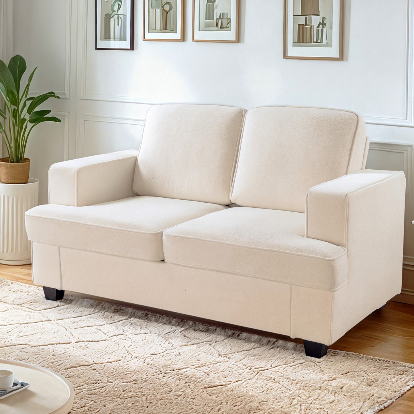 Modern Velvet Loveseat, Comfortable 2 Seater Couch With Deep Seating
