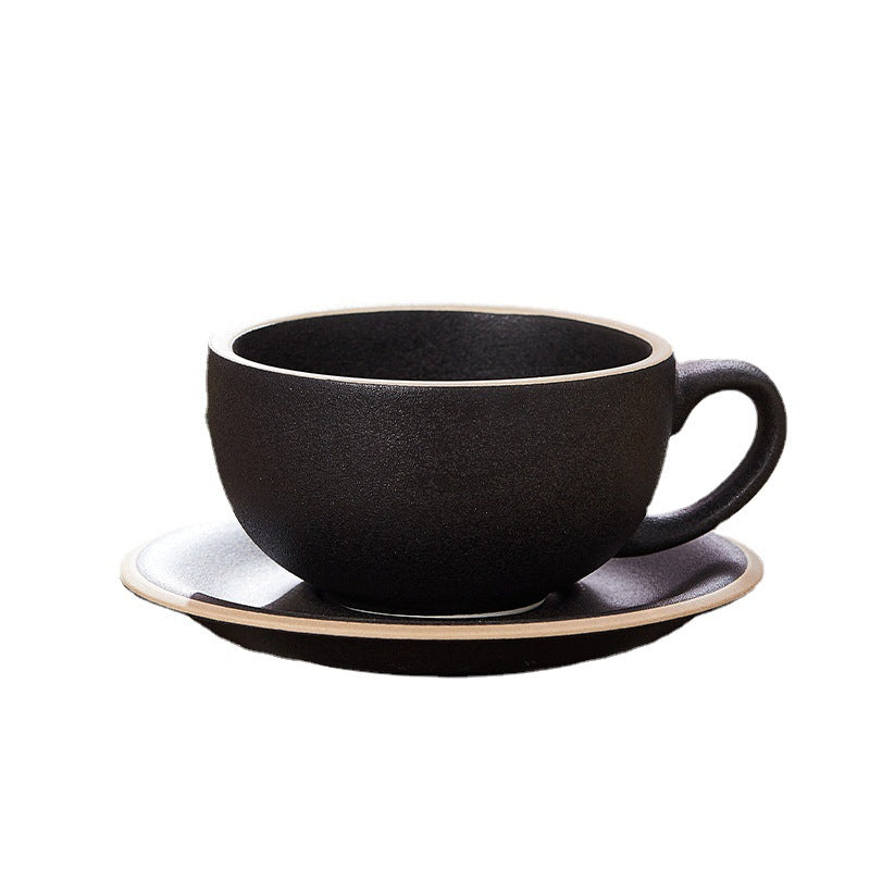 Kiln Baked Embossed Coffee Cup - Vintage Style Ceramic Drinkware