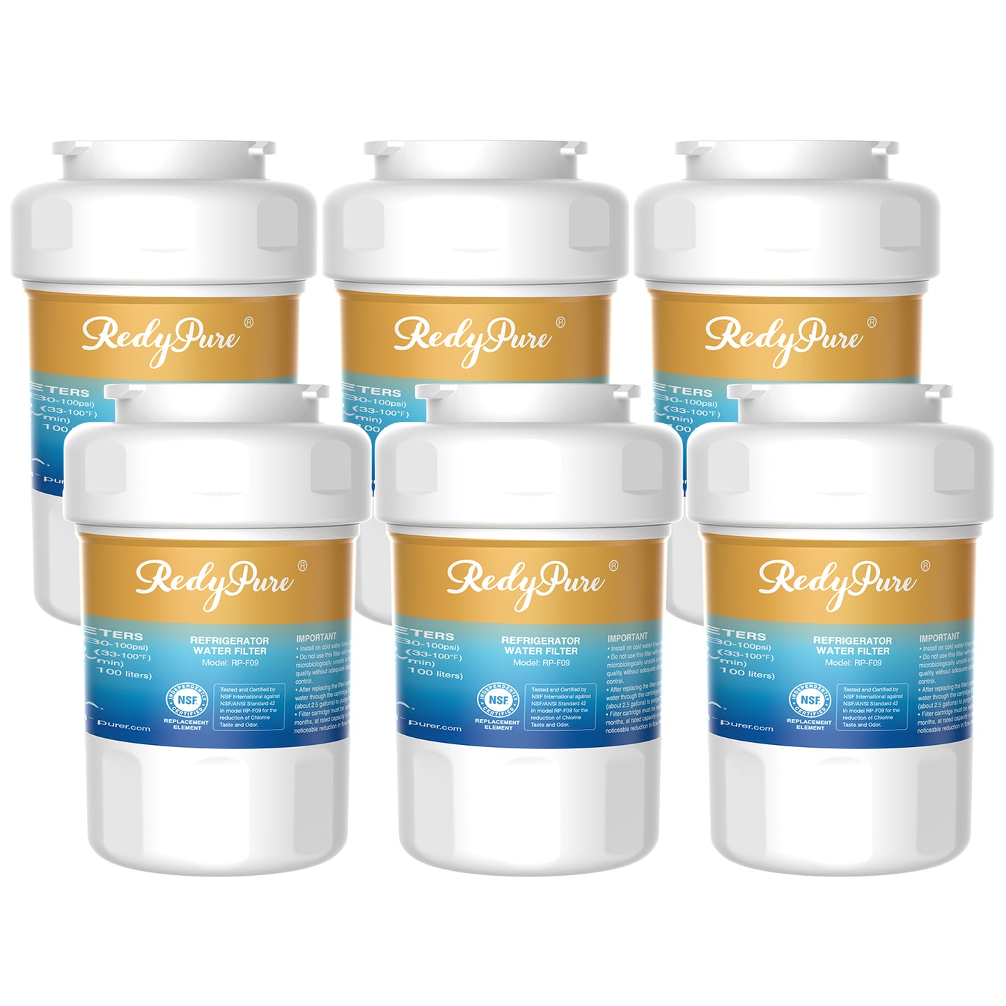 6-Pack Refrigerator Water Filter Replacement - Fits GE MWF, Kenmore 9991