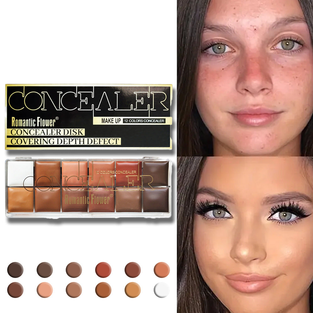 12-Color Waterproof Full Coverage Concealer for Dark Skin