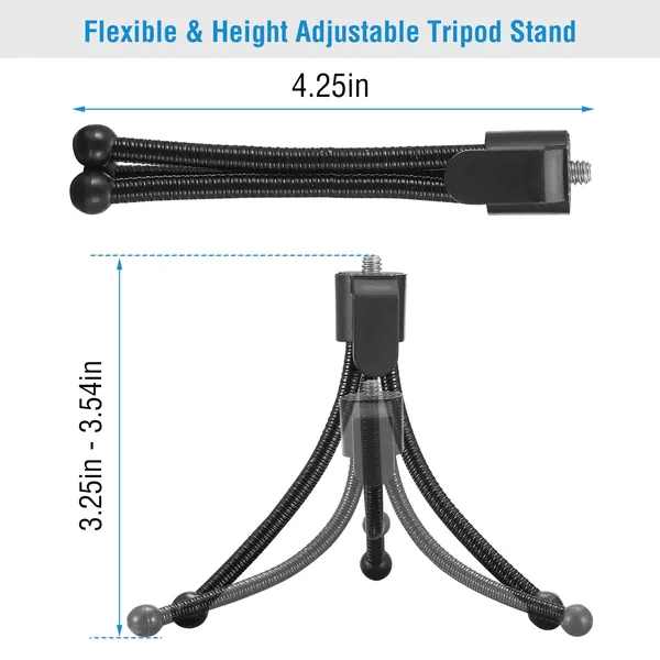 Flexible Tripod Stand for Cameras and Mini Projectors - Black